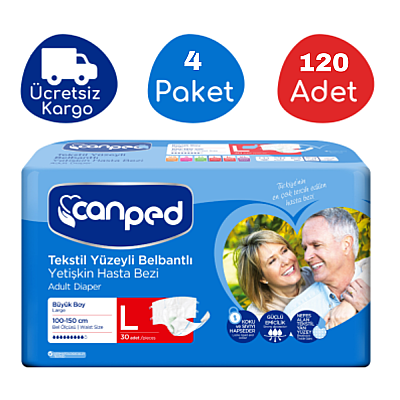 Canped Belbantlı Tekstil Yüzey Hasta Bezi L-Large Beden 120 Adet - 1