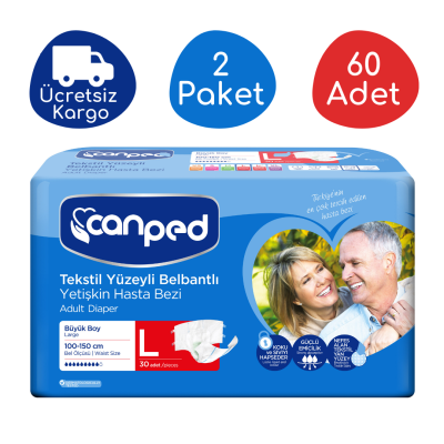 Canped Belbantlı Tekstil Yüzeyli Hasta Bezi Büyük Boy (L) - 60 Adet - 1