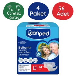 Canped Belbantlı Tekstil Yüzeyli Hasta Bezi Gece (L) - 56 Adet - Canped