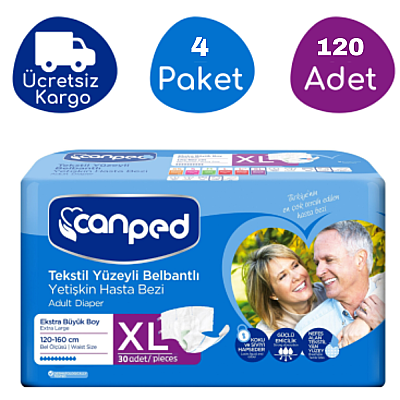 Canped Belbantlı Tekstil Yüzeyli Hasta Bezi Ekstra Büyük Boy (XL) - 120 Adet - 1