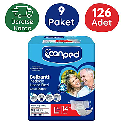 Canped Belbantlı Tekstil Yüzeyli Hasta Bezi Gece (L) - 126 Adet - Canped