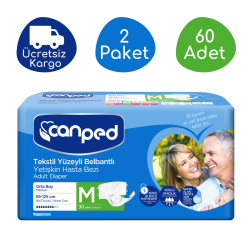 Canped Belbantlı Tekstil Yüzeyli Hasta Bezi Orta Boy (M) - 60 Adet - Canped