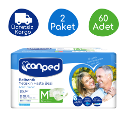 Canped Belbantlı Polietilen Yetişkin Hasta Bezi Orta (M) - 60 Adet - Canped