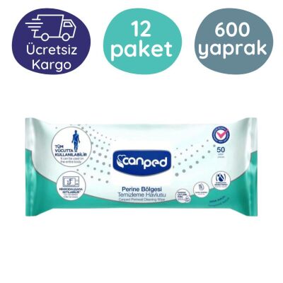 Canped Perine Temizleme Havlusu Extra Kalın (30x32 cm) 50'li 12 Paket - 1
