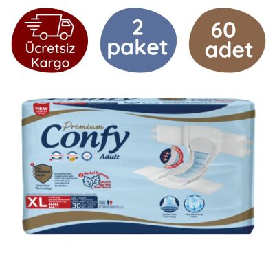 Confy Premium Belbantlı Hasta Bezi Extra Büyük Boy(XL) 30'lu 60 Adet - 1