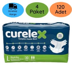 Curelex Yetişkin Belbantlı Hasta Bezi Büyük Boy(L) 30'lu 120 Adet - Curelex