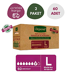 Depend Emici Külot Büyük Boy L 2x30 Kadın Adet Hasta Bezi - Depend