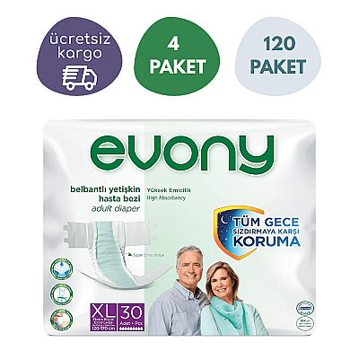 Evony Belbantlı Hasta Bezi XL-XLarge 30'lu 4 Paket (120 Adet) - 1