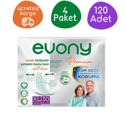 Evony Premium Esnek Belbantlı Yetişkin Hasta Bezi Ekstra Büyük (XL) Beden 30'lu 120 Adet - Evony