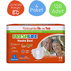 Freshlife Belbantlı Yetişkin Hasta Bezi Büyük Boy (L) 30'lu 120 Adet - Freshlife