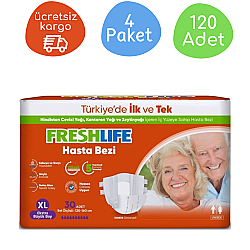Freshlife Belbantlı Yetişkin Hasta Bezi Extra Büyük Boy(XL) 30'lu 120 Adet - Freshlife