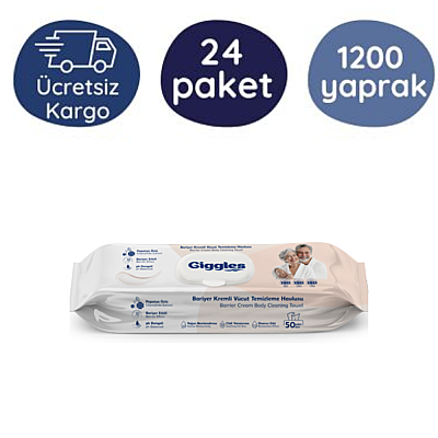 Giggles Bariyer Kremli Perine ve Vücut Temizleme ve Bakım Havlusu 50'li 24 Paket - 1