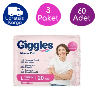 Giggles Kadın Mesane Pedi Large(Yoğun) 20'li 3 Paket ( 60 Adet) - 1
