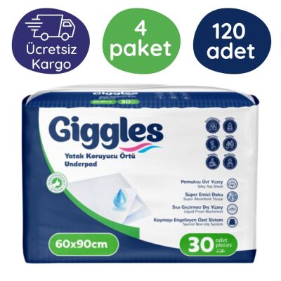 Giggles Yatak Koruyucu Örtü 60x90 cm 30'lu 4 Paket (120 Adet) - 1