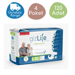 GizLife Belbantlı Yetişkin Hasta Bezi Büyük (L) 30'lu 120 Adet - Gizlife