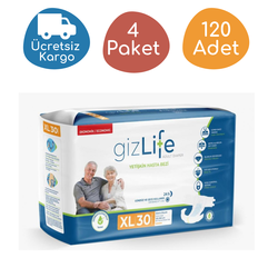 GizLife Belbantlı Yetişkin Hasta Bezi Ekstra Büyük (XL) 30'lu 120 Adet - Gizlife