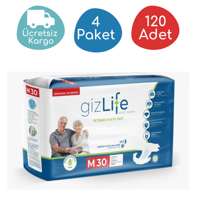 GizLife Belbantlı Yetişkin Hasta Bezi Orta (M) 30'lu 120 Adet - 1