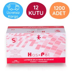 Has-pet Lateks Pudralı Muayene Eldiveni (S) 100lü 12 Kutu - Has-pet