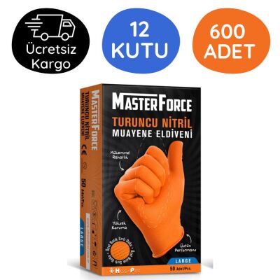 Has-Pet Masterforce Turuncu Nitril Eldiven (L) 50 Adet 12 Kutu - 1