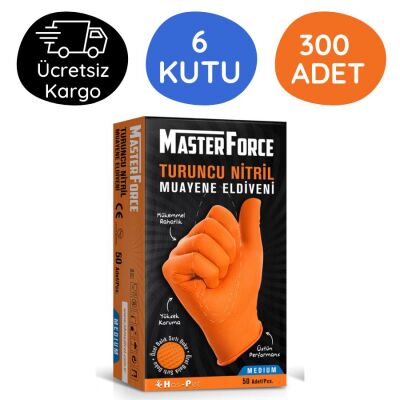 Has-Pet Masterforce Turuncu Nitril Eldiven (M) 50 Adet 6 Kutu - 1