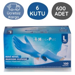 Has-pet Mavi Nitril Eldiven (L) 100lü 6 Kutu - Has-pet