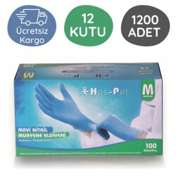 Has-pet Mavi Nitril Eldiven (M) 100lü 12 Kutu - Has-pet