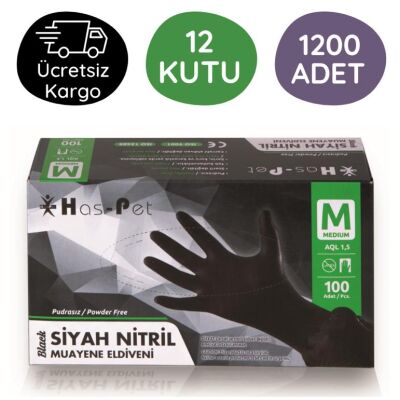 Has-Pet Siyah Nitril Eldiven (M) 100lü 12 Kutu - 1