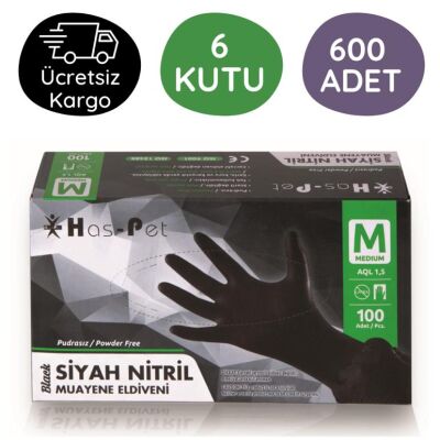 Has-Pet Siyah Nitril Eldiven (M) 100lü 6 Kutu - 1