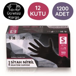 Has-Pet Siyah Nitril Eldiven (S) 100lü 12 Kutu - Has-pet