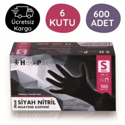 Has-Pet Siyah Nitril Eldiven (S) 100lü 6 Kutu - Has-pet