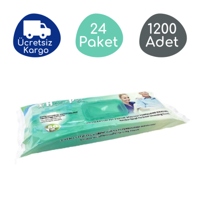 Haspet Antibakteriyel Perine Bölge Temizleme Havlusu Kapaklı 30x32cm (24 Paket - 1200 Adet) - 1