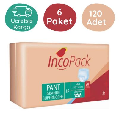 İncopack 9 Damla Emici Külot Hasta Bezi Büyük Boy(L) 120 Adet - 1