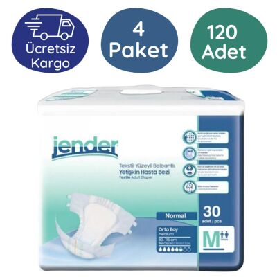 Jender Tekstil Yüzeyli Belbantlı Hasta Bezi Orta Boy (M) 120'lu 30 Adet - 1