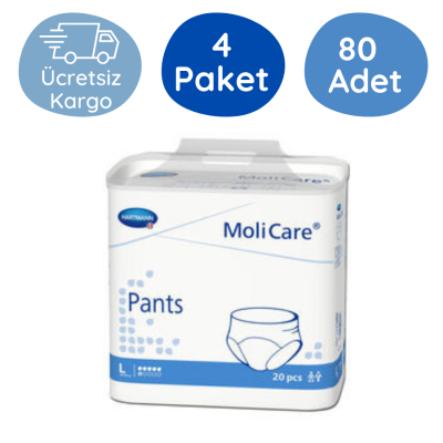 MoliCare Pants Emici Külot 6 Damla Mavi Paket (Large) 20'li (4 Paket) - 1