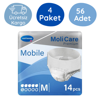 MoliCare Premium Mobile Emici Külot 6 Damla Mavi Paket (Medium) 14'lü (4 Paket) - 1