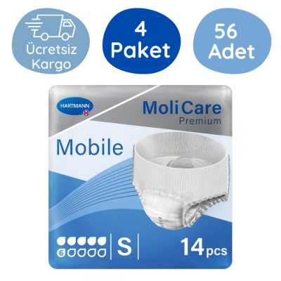 MoliCare Premium Mobile Emici Külot 6 Damla Mavi Paket (Small) 14'lü (4 Paket) - 1