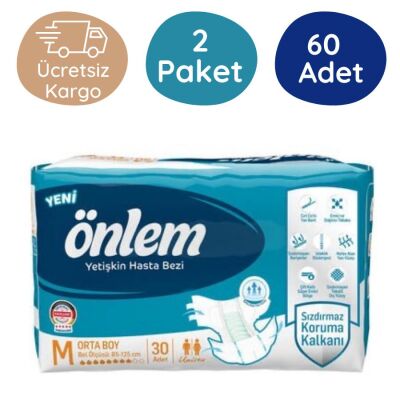 Önlem Belbantlı Yetişkin Hasta Bezi Orta (M) 60 Adet - 1