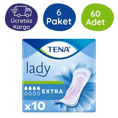 TENA Lady Extra 4 Damla Kadın Mesane Pedi 10'lu 6 Paket - 1
