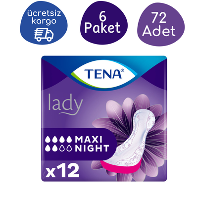 TENA Lady Maxi Night | Gece Mesane pedi 12'li (6 Paket) - 1