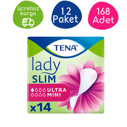 TENA Lady Slim Ultra Mini Günlük İnce Mesane Pedi 14'lü (12 Paket) - Tena