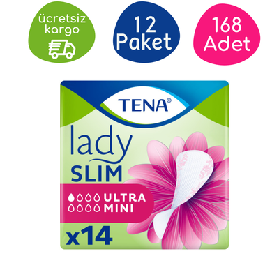 TENA Lady Slim Ultra Mini Günlük İnce Mesane Pedi 14'lü (12 Paket) - 1