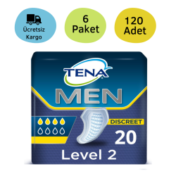 Tena Men Level 2 Super 4 Damla 20'li 6 Paket Erkek Mesane Pedi - Tena