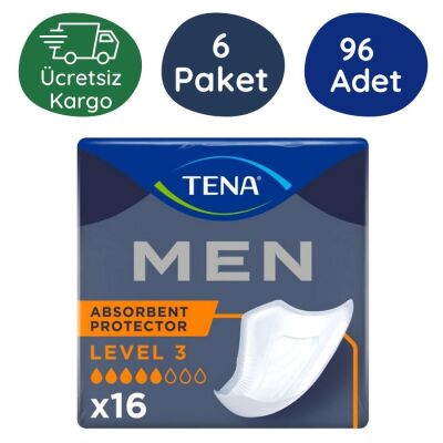 Tena Men Level 3 Super 5 Damla 16'lı 6 Paket Erkek Mesane Pedi - 1