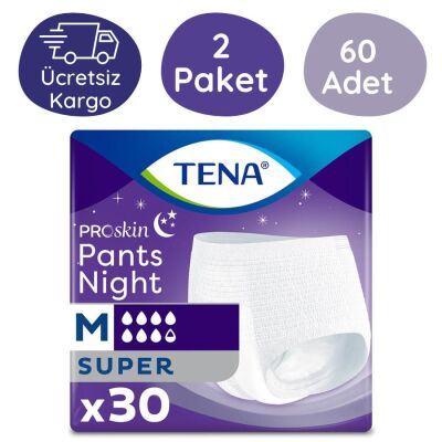 TENA ProSkin Pants Night 7.5 Damla Emici Külot Gece Bezi Orta Boy (M) 30’lu 2 Paket - 1