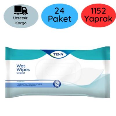 TENA Wet Wipes Orijinal Islak Vücut Temizleme Havlusu 48 Adetli (24 Paket) - 1